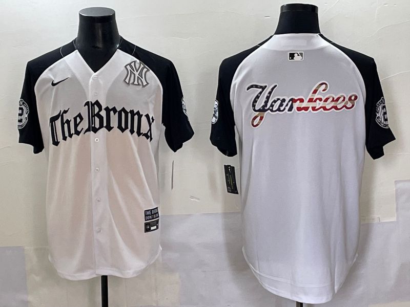 Men 2025 New York Yankees Blank White black Five generations Joint Name Nike MLB Jersey style 59->new york yankees->MLB Jersey